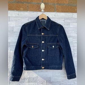 Goldsign The Pleat Cropped Denim Jacket size medium